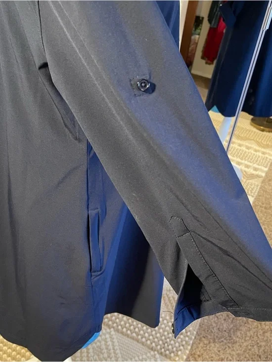 Title Nine Navy Mini Shirt Dress with Teal Trim - Picture 3 of 8